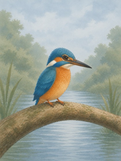 The Kingfisher card, illustrated by Sagito — one of the eight river cards.