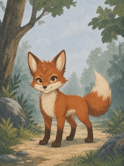 The Red Fox card, illustrated by Sagito — one of the eight forest cards.