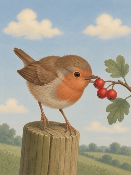 The Robin card, illustrated by Sagito — one of the eight hedgerow cards.